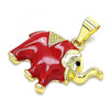 Dije Elegante 05.253.0118.1 Oro Laminado, Diseño de Elefante, Esmaltado Rojo, Dorado