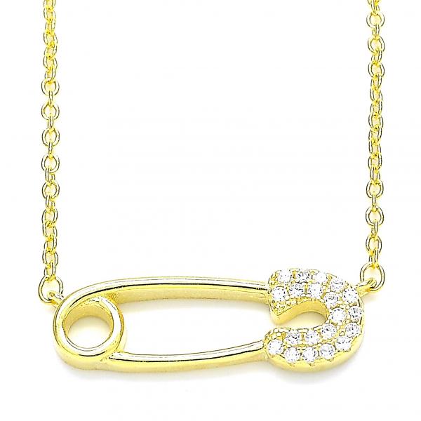 Collares con Dije 04.336.0047.2.16 Plata Rodinada, con Zirconia Cubica Blanca, Pulido, Dorado