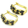 Argolla Huggie 02.316.0051.15 Oro Laminado, Diseño de Gota, con Zirconia Cubica Negro, Pulido, Dorado
