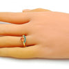 Anillo Multi Piedra 01.341.0082 Oro Laminado, Diseño de Sandia y Gota, Diseño de Sandia, con Zirconia Cubica Topacio y Verde, Pulido, Dorado