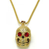Collares con Dije 04.242.0059.30 Oro Laminado, Diseño de Calavera, con Cristal Granate, Pulido, Dorado
