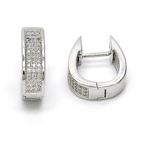 Argolla Huggie 02.174.0061.15 Plata Rodinada, con Micro Pave Blanca, Pulido, Rodinado