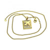 Collares con Dije 04.193.0003.18 Oro Laminado, Diseño de Avión, con Micro Pave Blanca, Pulido, Dorado