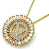 Collares con Dije 04.210.0023.20 Oro Laminado, Diseño de Iniciales, con Zirconia Cubica Blanca, Pulido, Dorado