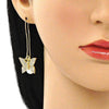 Arete Violador 02.380.0068 Oro Laminado, Diseño de Mariposa, con Cristal Blanca, Pulido, Dorado