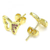 Arete Dormilona 02.156.0466.1 Oro Laminado, Diseño de Mariposa, con Micro Pave Rubi, Pulido, Dorado