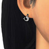 Arete Dormilona 02.336.0099 Plata Rodinada, Diseño de Delfin, con Zirconia Cubica Negro y Blanca, Pulido, Rodinado