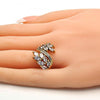 Anillo Multi Piedra 01.210.0034.07 Oro Laminado, Diseño de Oja, con Zirconia Cubica Blanca, Pulido, Dorado