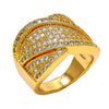 Anillo Multi Piedra 01.266.0004.09 Oro Laminado, con Micro Pave Blanca, Pulido, Dorado