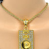 Collares con Dije 04.242.0012.30GT Tono Dorado, Diseño de Rope, con Cristal Blanca, Pulido, Dorado