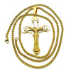 Collares con Dije 04.116.0014.30 Acero Inoxidable, Diseño de Crucifijo, Pulido, Dorado
