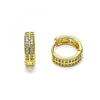 Argolla Huggie 02.195.0164.12 Oro Laminado, con Micro Pave Blanca, Pulido, Dorado