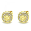 Arete Dormilona 02.156.0482 Oro Laminado, Diseño de Corazon, con Micro Pave Blanca, Pulido, Dorado