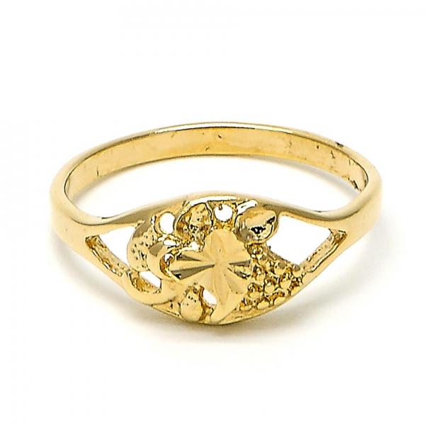 Anillo Elegante 5.173.028.07 Oro Laminado, Diseño de Corazon y Amor, Diseño de Corazon, Diamantado, Dorado