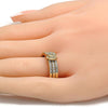Anillo Multi Piedra 01.100.0005.08 Oro Laminado, Diseño de Mariposa y Triple, Diseño de Mariposa, con Micro Pave Blanca y Zirconia CubicaBlanca, Pulido, Dorado