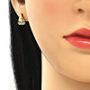 Juego de Arete y Dije de Adulto 10.342.0023.1 Oro Laminado, Diseño de Ancla, con Zirconia Cubica Multicolor, Pulido, Dorado