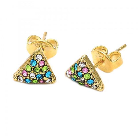Arete Dormilona 5.127.013 *PROMO* Oro Laminado, con Cristal Blanca, Pulido, Dorado