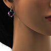 Arete Gancho Frances 02.239.0013.3 Rodio Laminado, Diseño de Corazon, con Cristales de Swarovski Antique Pink, Pulido, Rodinado