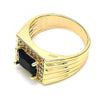 Anillo de Hombre 01.266.0048.2.11 Oro Laminado, con Zirconia Cubica Negro y Micro PaveBlanca, Pulido, Dorado