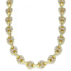 Gargantilla Elegante 04.63.1401.24 Oro Laminado, Diseño de Puff Mariner, con Micro Pave Blanca, Pulido, Dorado