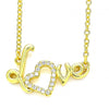 Collares con Dije 04.336.0185.2.16 Plata Rodinada, Diseño de Amor y Corazon, Diseño de Amor, con Zirconia Cubica Blanca, Pulido, Dorado