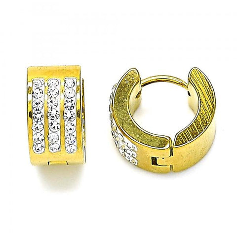 Argolla Huggie 02.384.0014.12 Acero Inoxidable, con Cristal Blanca, Pulido, Dorado