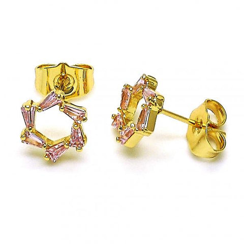 Arete Dormilona 02.210.0747.1 Oro Laminado, con Zirconia Cubica Rosado, Pulido, Dorado