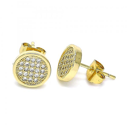 Arete Dormilona 02.344.0125 Oro Laminado, con Micro Pave Blanca, Pulido, Dorado