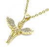 Dije Religioso 05.342.0028 Oro Laminado, Diseño de Angel, con Micro Pave Blanca, Pulido, Dorado