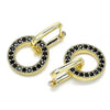 Argolla Huggie 02.210.0486.3.12 Oro Laminado, con Zirconia Cubica Negro, Pulido, Dorado