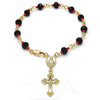 Rosario de Pulsera 09.63.0110.08 Oro Laminado, Diseño de Caridad del Cobre y Crucifijo, Diseño de Caridad del Cobre, con Azavache Negro y Rojo Naranja, Pulido, Dorado