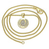 Collares con Dije 04.156.0307.20 Oro Laminado, Diseño de Mano de Dios, con Micro Pave Blanca, Pulido, Dorado
