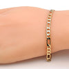 Pulsera Básica 5.222.015.08 Oro Laminado, Diseño de Figaro, Pulido, Dorado