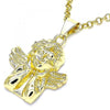 Dije Religioso 05.213.0098 Oro Laminado, Diseño de Angel, Pulido, Dorado