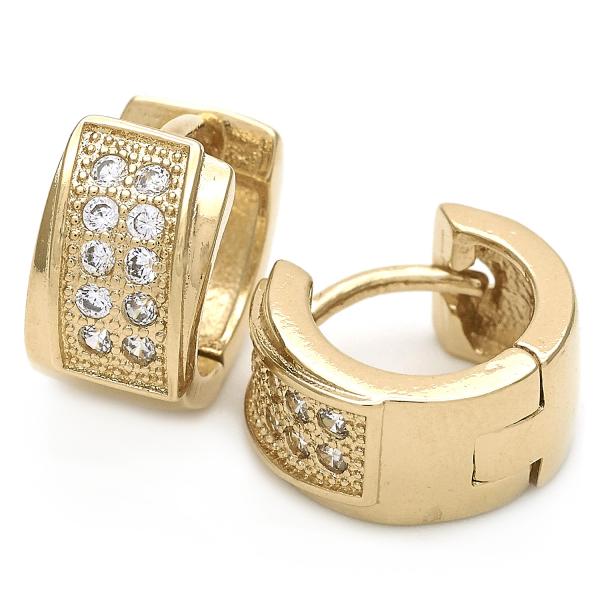 Argolla Huggie 02.63.2570 Oro Laminado, con Zirconia Cubica Blanca, Pulido, Dorado