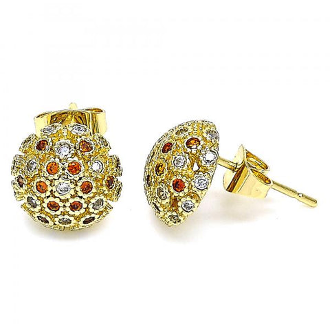 Arete Dormilona 02.344.0017.2 Oro Laminado, con Micro Pave Granate y Blanca, Pulido, Dorado