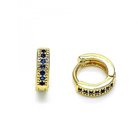 Argolla Huggie 02.195.0106.3.10 Oro Laminado, con Micro Pave Zafiro Azul, Pulido, Dorado