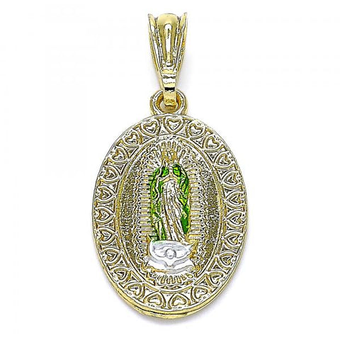 Dije Religioso 05.351.0171 Oro Laminado, Diseño de Guadalupe y Corazon, Diseño de Guadalupe, Pulido, Tricolor