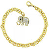 Pulsera de Dije 03.63.0552.1 Oro Laminado, Diseño de Elefante, con Cristal Negro y Blanca, Esmaltado Negro, Dorado