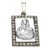 Dije Religioso 5.198.029 Oro Laminado, Diseño de Sagrado Corazon de Maria, con Zirconia Cubica Blanca, Pulido, Dos Tonos