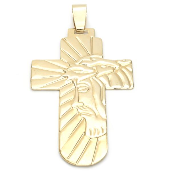 Dije Religioso 05.16.0136.1 Oro Laminado, Diseño de Cruz y Jesus, Diseño de Cruz, Pulido, Dorado