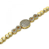 Pulsera Elegante 03.283.0195.08 Oro Laminado, Diseño de Infinito, con Micro Pave Blanca, Pulido, Dorado