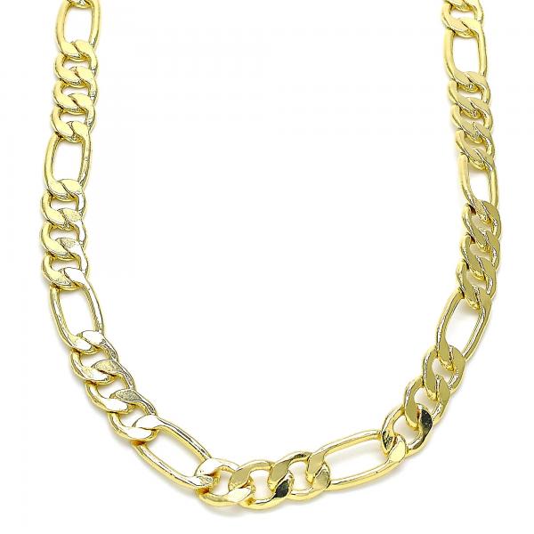 Gargantilla Básica 04.63.1412.24 Oro Laminado, Diseño de Figaro, Pulido, Dorado