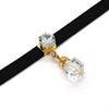 Gargantilla Elegante 04.215.0022.13 Oro Laminado, Diseño de Choker, con Zirconia Cubica Blanca y AzavacheBlanca, Pulido, Dorado
