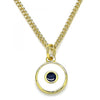 Collares con Dije 04.313.0033.20 Oro Laminado, Diseño de Ojo Griego, Esmaltado Blanco, Dorado