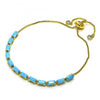 Pulsera Bolo Ajustable 03.341.0186.1.10 Oro Laminado, con Zirconia Cubica Turquoise, Pulido, Dorado