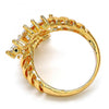 Anillo Multi Piedra 01.210.0031.08 Oro Laminado, Diseño de Oja, con Zirconia Cubica Blanca, Pulido, Dorado
