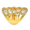 Anillo Multi Piedra 01.210.0035.07 Oro Laminado, con Zirconia Cubica Blanca y Micro PaveBlanca, Pulido, Dorado
