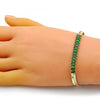 Pulsera Elegante 04.341.0097.8.07 Oro Laminado, con Zirconia Cubica Verde, Pulido, Dorado