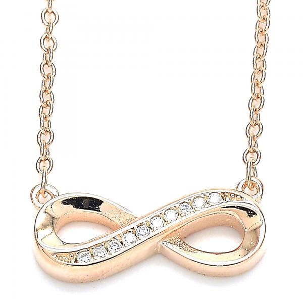 Collares con Dije 04.336.0154.1.16 Plata Rodinada, Diseño de Infinito, con Zirconia Cubica Blanca, Pulido, Oro Rosado